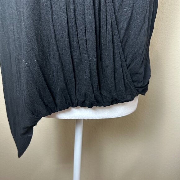 ELLA MOSS Asymmetrical Drape Wrap Front Top Black Size Large - Picture 4 of 10